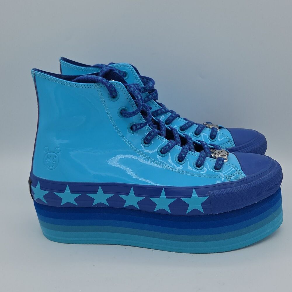 Miley Cyrus Converse Chuck Taylor Platform Hi Gnarly Blue Patent Sneakers Size 9 - Picture 5 of 8